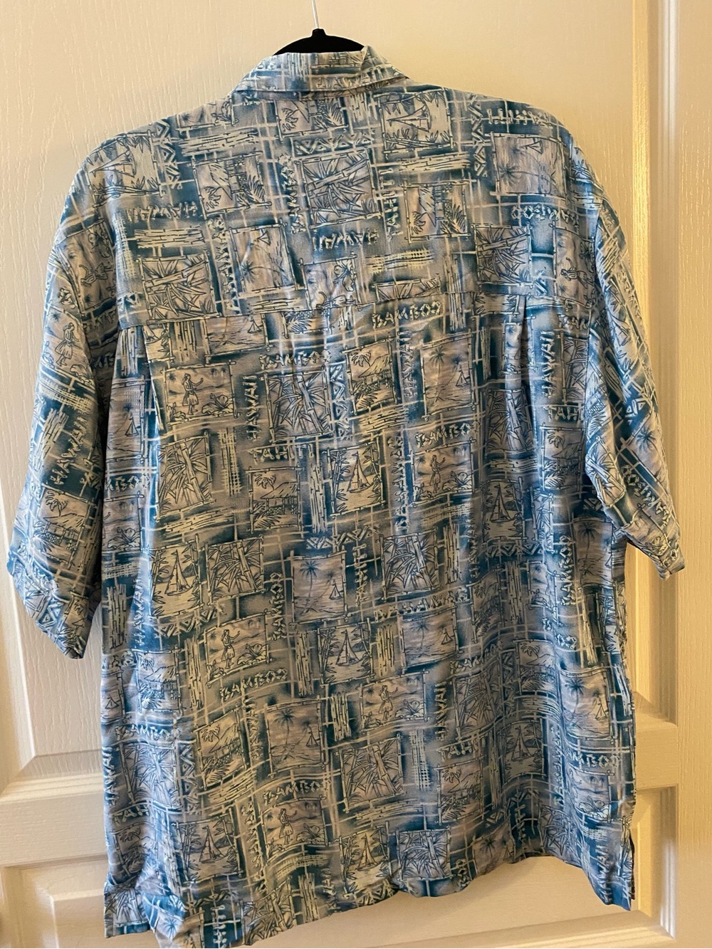 BERMUDA BAY 100% Silk Resortwear Button Down Short Sleeve Shirt in Blue - M - Picture 2 of 11
